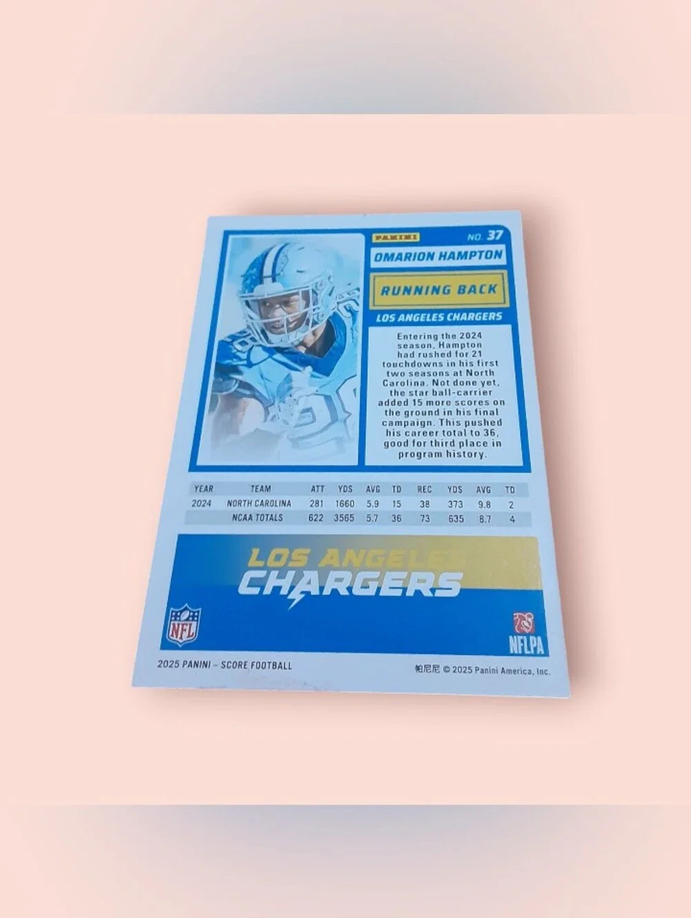 2025 Panini Score Omarion Hampton Rookie Rc Orange Laser Parallel